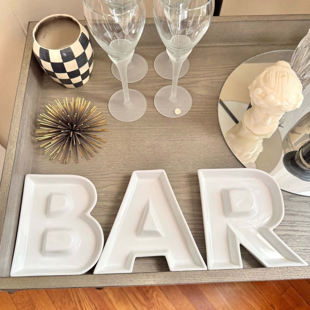 White Porcelain BAR Letter Serving Dishes by Nantucket Home | Hosting Gift | Bar